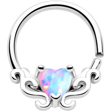 Load image into Gallery viewer, 16G 5/16 White Synthetic Opal Bold Heart Seamless Circular Ring
