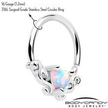 Load image into Gallery viewer, 16G 5/16 White Synthetic Opal Bold Heart Seamless Circular Ring
