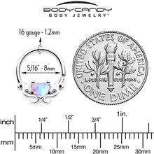 Load image into Gallery viewer, 16G 5/16 White Synthetic Opal Bold Heart Seamless Circular Ring
