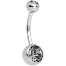 Load image into Gallery viewer, Clear Gray Gem Belly Ring Set of 2 Created with Crystals
