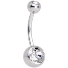 Load image into Gallery viewer, Clear Gray Gem Belly Ring Set of 2 Created with Crystals
