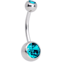 Load image into Gallery viewer, Clear Teal Gem Belly Ring Set of 2 Created with Crystals
