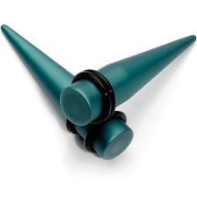 Load image into Gallery viewer, 7/16 Teal Matte Silicone over Stainless Steel Straight Taper Set
