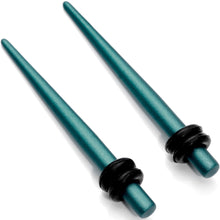 Load image into Gallery viewer, 8G Teal Matte Silicone over Stainless Steel Straight Taper Set
