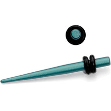 Load image into Gallery viewer, 8G Teal Matte Silicone over Stainless Steel Straight Taper Set

