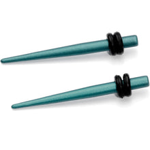 Load image into Gallery viewer, 8G Teal Matte Silicone over Stainless Steel Straight Taper Set
