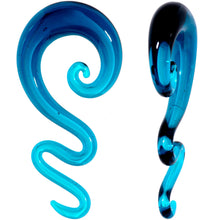 Load image into Gallery viewer, Blue Glass Translucent Zig Zag Spiral Taper Set 6mm to 12mm
