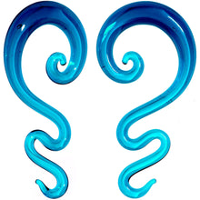 Load image into Gallery viewer, Blue Glass Translucent Zig Zag Spiral Taper Set 6mm to 12mm
