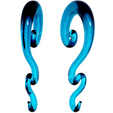 Load image into Gallery viewer, Blue Glass Translucent Zig Zag Spiral Taper Set 6mm to 12mm
