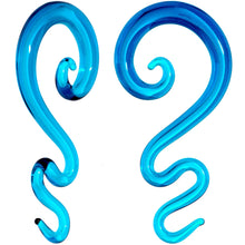 Load image into Gallery viewer, Blue Glass Translucent Zig Zag Spiral Taper Set 6mm to 12mm
