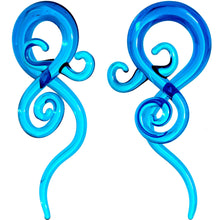 Load image into Gallery viewer, Blue Glass Translucent Swirl Twirl Spiral Taper Set 6mm to 12mm
