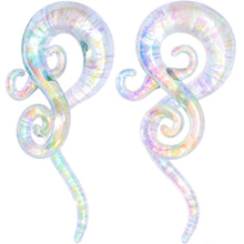 Load image into Gallery viewer, White Glass Shimmer Swirl Twirl Spiral Taper Set 6mm to 12mm
