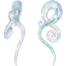 Load image into Gallery viewer, 7/16 White Glass Shimmer Swirl Twirl Spiral Taper Set
