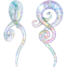 Load image into Gallery viewer, White Glass Shimmer Swirl Twirl Spiral Taper Set 6mm to 12mm
