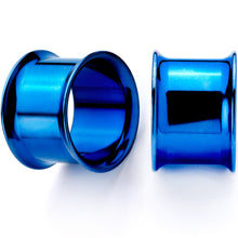Load image into Gallery viewer, Blue Anodized Steel Double Flare Tunnel Plug Set 4mm to 16mm
