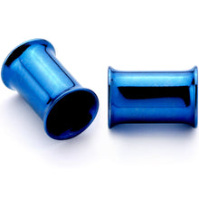 Load image into Gallery viewer, Blue Anodized Steel Double Flare Tunnel Plug Set 4mm to 16mm
