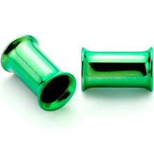 Load image into Gallery viewer, Green Anodized Steel Double Flare Tunnel Plug Set 4mm-16mm
