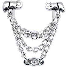Load image into Gallery viewer, 20G 1/4 Clear Gem Elephant Chain Dangle Double Nose Bone
