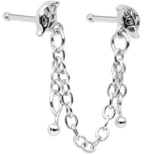 Load image into Gallery viewer, 20G 1/4 Autumn Fall Leaves Chain Dangle Double Nose Bone
