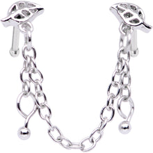 Load image into Gallery viewer, 20G 1/4 Autumn Fall Leaves Chain Dangle Double Nose Bone
