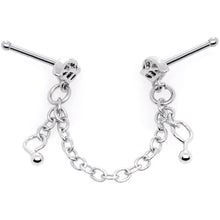Load image into Gallery viewer, 20G 1/4 Autumn Fall Leaves Chain Dangle Double Nose Bone
