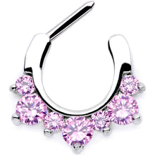 Load image into Gallery viewer, 16G 1/4 Pink CZ Gem Serious Seven Septum Clicker

