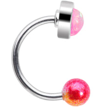 Load image into Gallery viewer, 16G 5/16 Pink Faux Opal Heart Pearlescent Horseshoe Barbell
