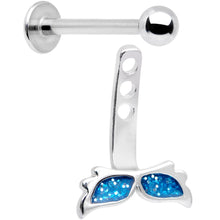 Load image into Gallery viewer, Blue Glitter Mermaid Tail Dangle Cartilage Tragus Helix Piercing
