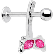 Load image into Gallery viewer, Pink Glitter Mermaid Tail Dangle Cartilage Tragus Helix Piercing
