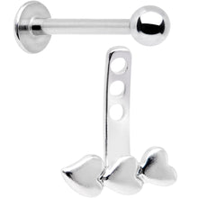 Load image into Gallery viewer, 16G 3/8 Triple Heart Dangle Cartilage Tragus Helix Piercing

