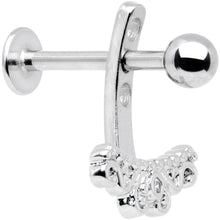 Load image into Gallery viewer, Clear Gem Victorian Swirl Dangle Cartilage Tragus Helix Piercing
