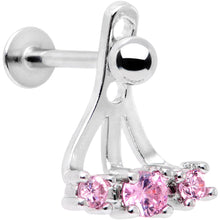 Load image into Gallery viewer, Pink Gem Triplet Fan Dangle Cartilage Tragus Helix Piercing
