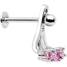 Load image into Gallery viewer, Pink Gem Triplet Fan Dangle Cartilage Tragus Helix Piercing
