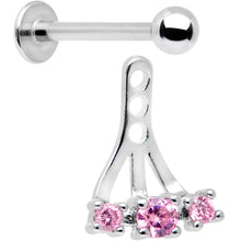 Load image into Gallery viewer, Pink Gem Triplet Fan Dangle Cartilage Tragus Helix Piercing

