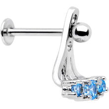 Load image into Gallery viewer, Blue Gem Triplet Fan Dangle Cartilage Tragus Helix Piercing
