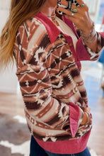 Load image into Gallery viewer, Retro Unique Geometric Print Corduroy Trim Button-Up Jacket Classic Modern Deep Rose Jacket
