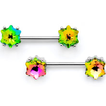Load image into Gallery viewer, 14G Green Gem Supernova Captive Ring Barbell Nipple Ring Set
