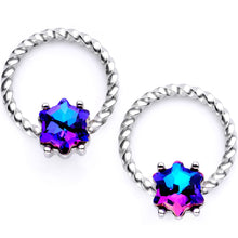 Load image into Gallery viewer, 14G 9/16 Blue Gem Supernova So Twisted BCR Captive Ring Set
