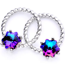 Load image into Gallery viewer, 14G 9/16 Blue Gem Supernova So Twisted BCR Captive Ring Set
