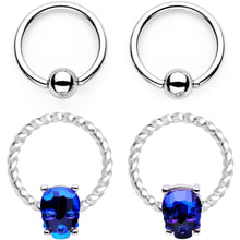 Load image into Gallery viewer, 14G Blue Sugar Skull Mask Twisted BCR Captive Nipple Ring Set
