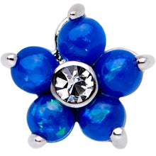 Load image into Gallery viewer, 16G 1/4 Blue Faux Opal CZ Flower Cartilage Tragus
