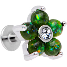 Load image into Gallery viewer, 16G 1/4 Green Faux Opal CZ Flower Cartilage Tragus

