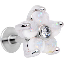Load image into Gallery viewer, 16G 1/4 White Faux Opal CZ Flower Cartilage Tragus
