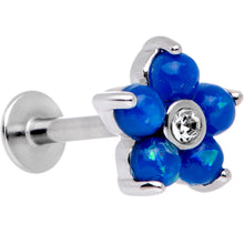 Load image into Gallery viewer, 16G 5/16 Blue Faux Opal CZ Flower Cartilage Tragus
