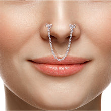 Load image into Gallery viewer, 20G 1/4 Daring Dragonfly Chain Dangle Double Nose Bone
