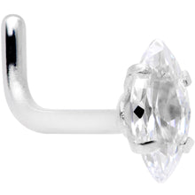 Load image into Gallery viewer, 18G 1/4 Clear CZ Gem Ellipse L Shape Nose Ring
