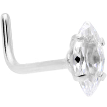 Load image into Gallery viewer, 20G 1/4 Clear CZ Gem Ellipse L Shape Nose Ring
