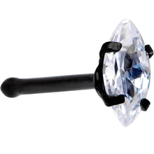 Load image into Gallery viewer, 20G 1/4 Clear CZ Gem Black IP Ellipse Nose Bone
