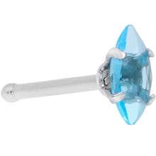 Load image into Gallery viewer, 20G 1/4 Aqua CZ Gem Ellipse Nose Bone
