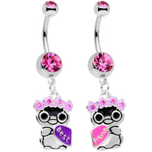 Load image into Gallery viewer, Pink Gem BFF Penguins Dangle Belly Ring Set
